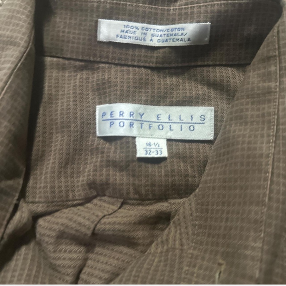 Perry Ellis Portfolio Brown Button Up - Picture 9 of 9